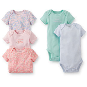 Baby Girl 5-pk Bodysuit Set Short Sleeve Pink Blue
